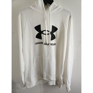 NWT Under Armour Rival Fleece Logo Hoodie White Pullover Sweatshirt LS Large